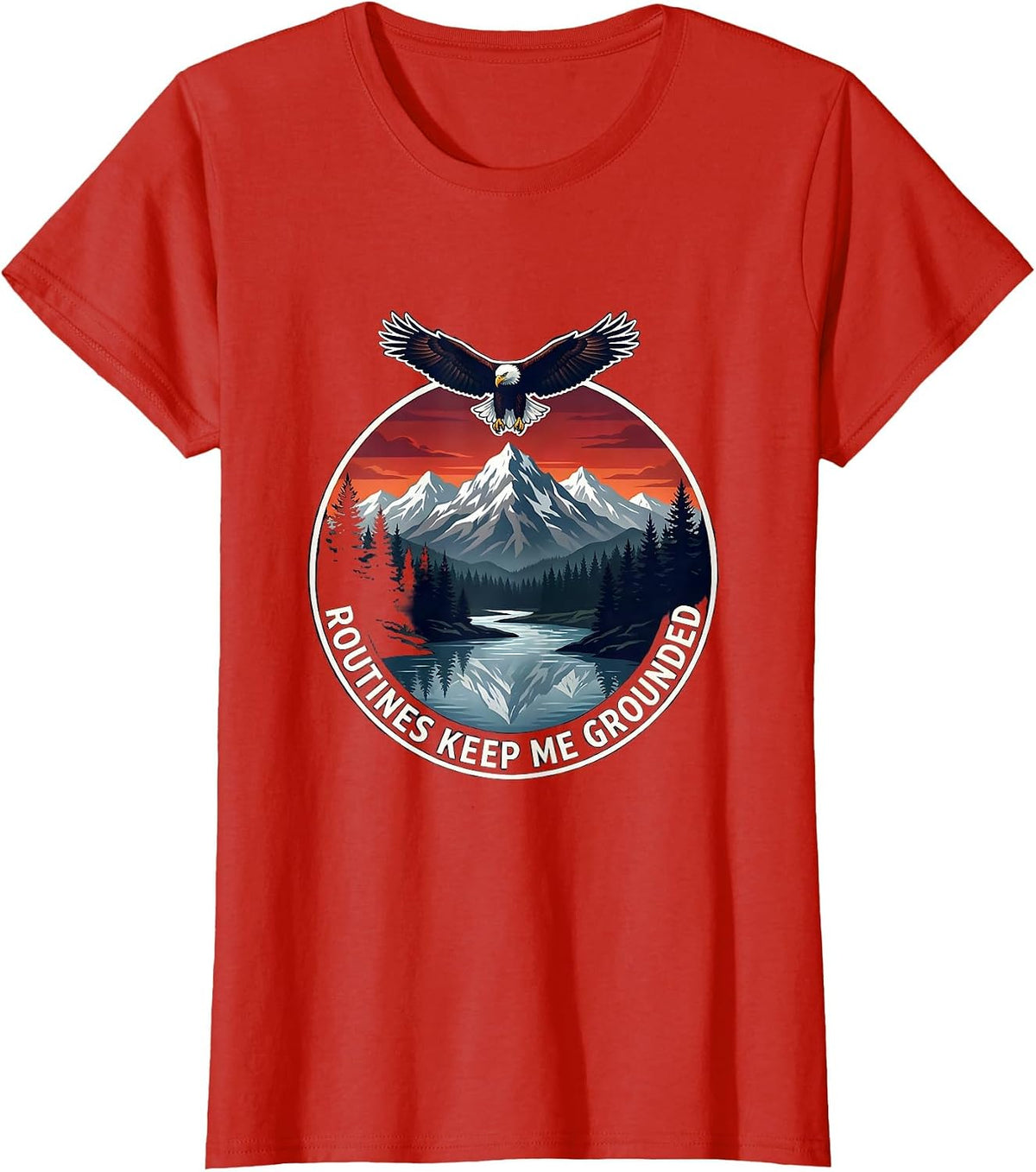Routines Keep Me Grounded Autism Awareness Design T-Shirt - Red