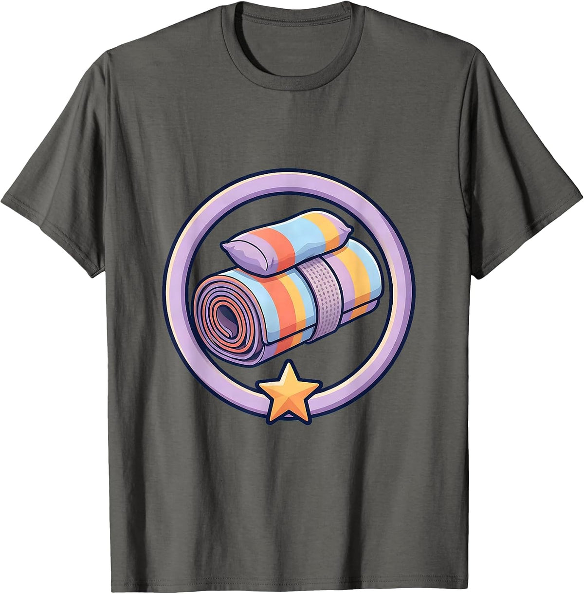 Preschool Teacher Nap Mat Rolled Up Graphic T-Shirt - Asphalt Grey