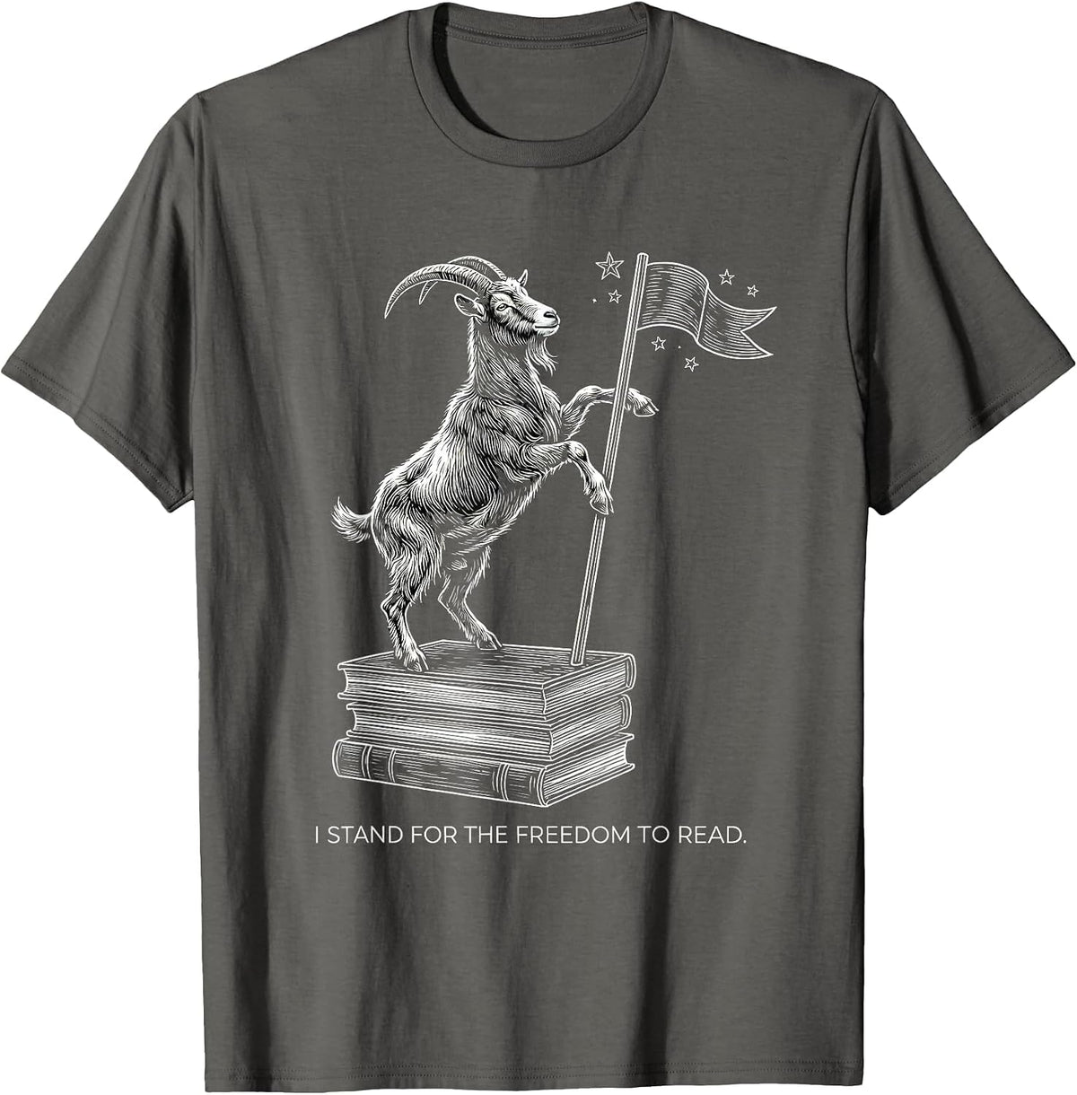 Men's I Stand For The Freedom To Read Funny Book Lover Pet Owner T-Shirt - Asphalt Grey