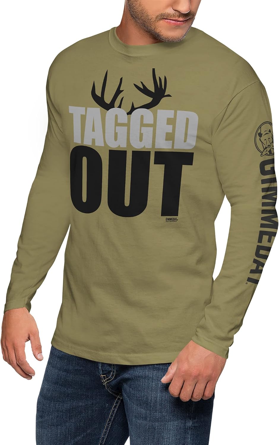 GIMMEDAT The Original Tagged Out Long Sleeve Deer Hunting Shirt Men Women Gift - Beige