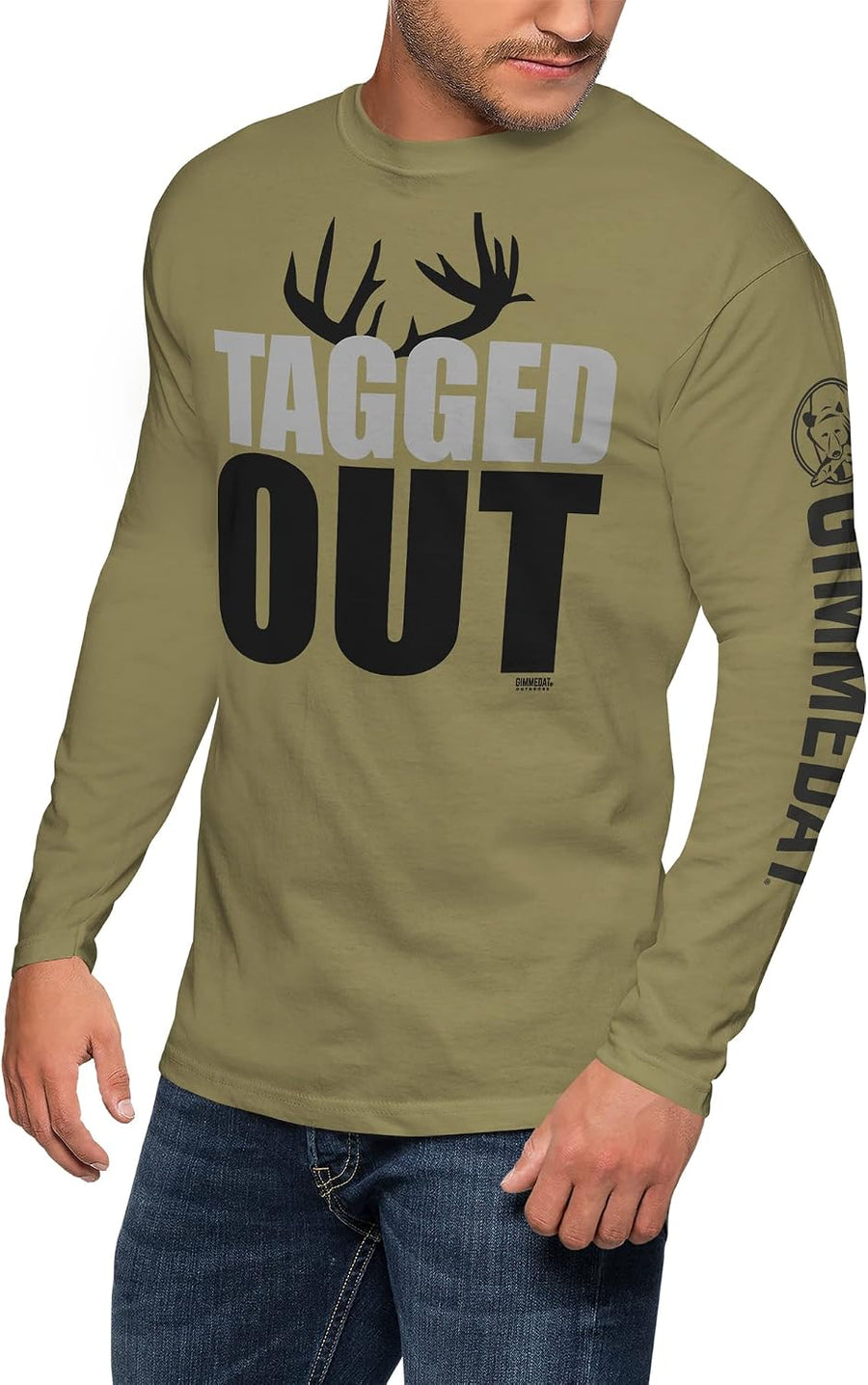 GIMMEDAT The Original Tagged Out Long Sleeve Deer Hunting Shirt Men Women Gift - Beige