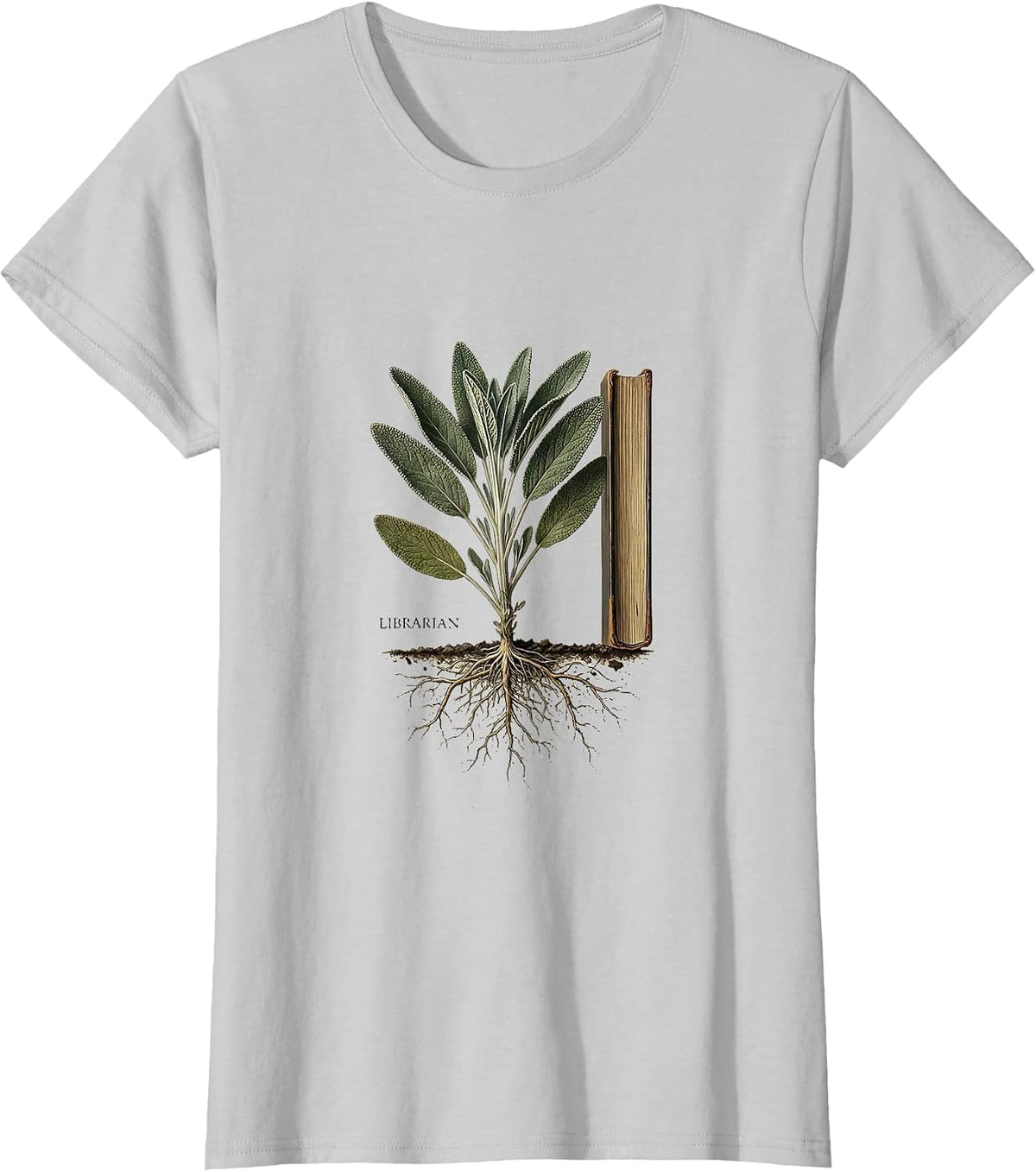Librarian Botanical Teacher Gift School Start T-Shirt - Silver Grey