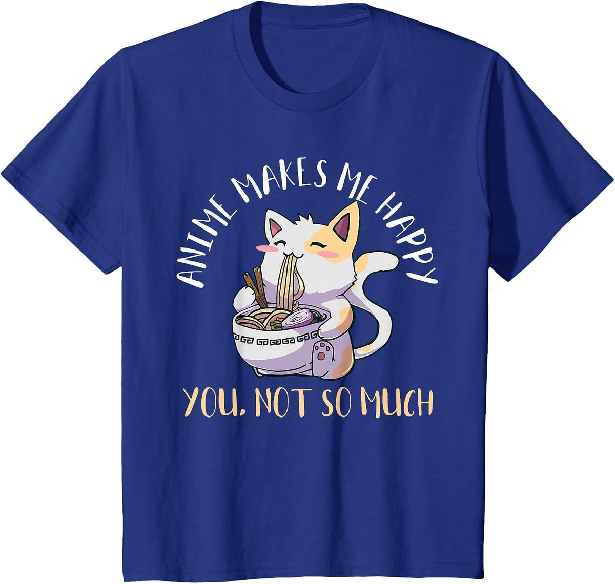 Kawaii Neko Anime Cat T-Shirt - Royal Blue