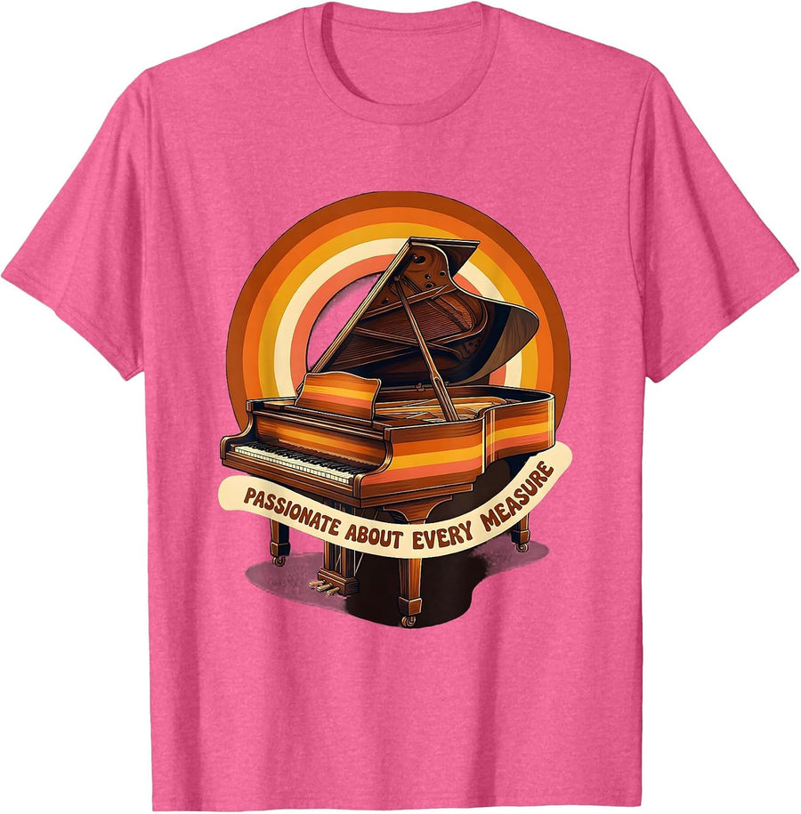 Passionate About Every Measure Music Teacher Design T-Shirt - Pink Heather