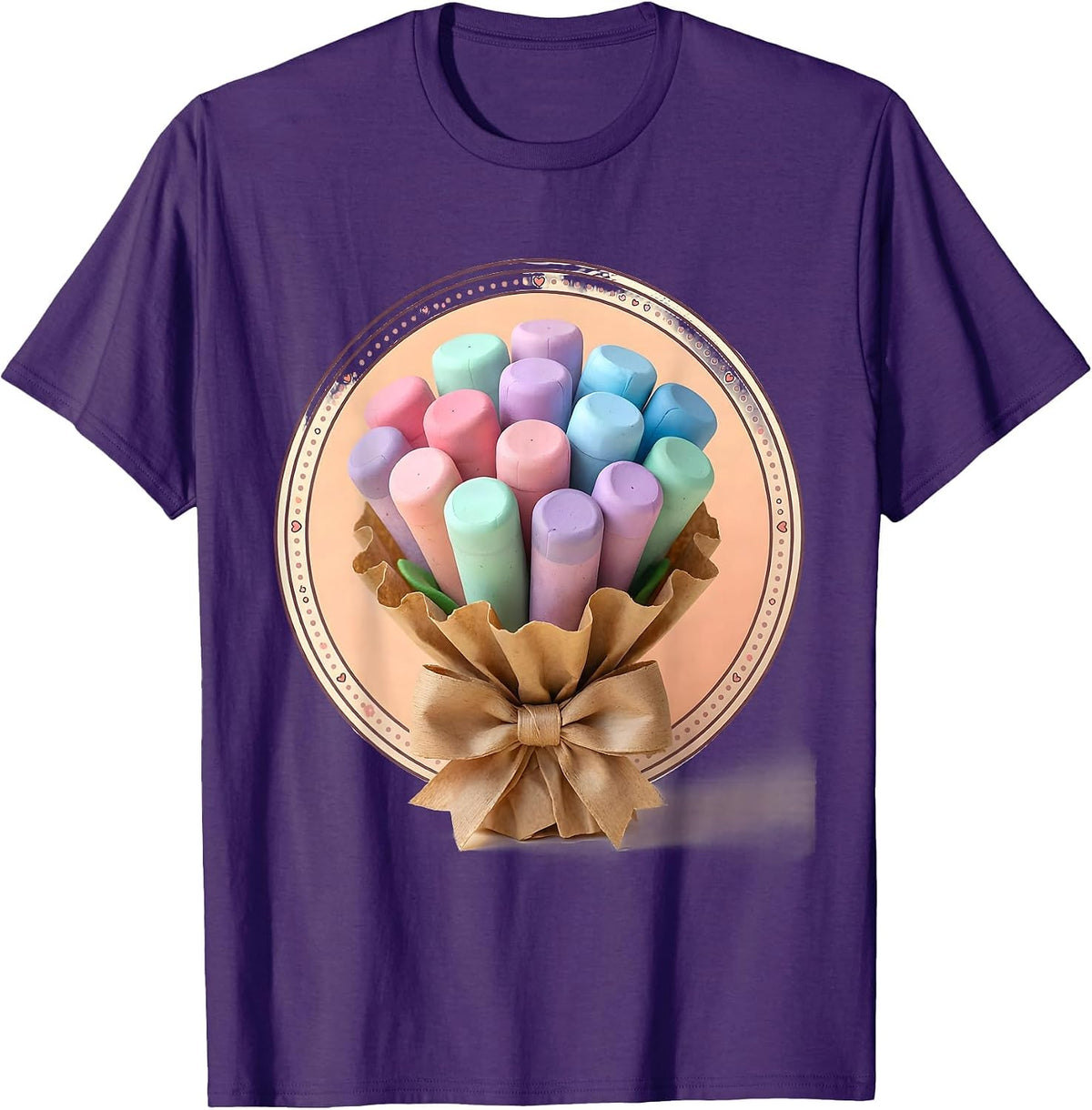 Men's Crayon Bouquet Daycare Teacher Gift Illustration T-Shirt - Purple