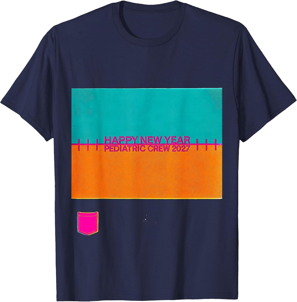 Happy New Year, Pediatric Crew 2027 Risograph Nurse Shift T-Shirt - Navy Blue