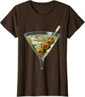 Women's Martini Coupe Olives Cocktail Lover Humor T-Shirt - Brown