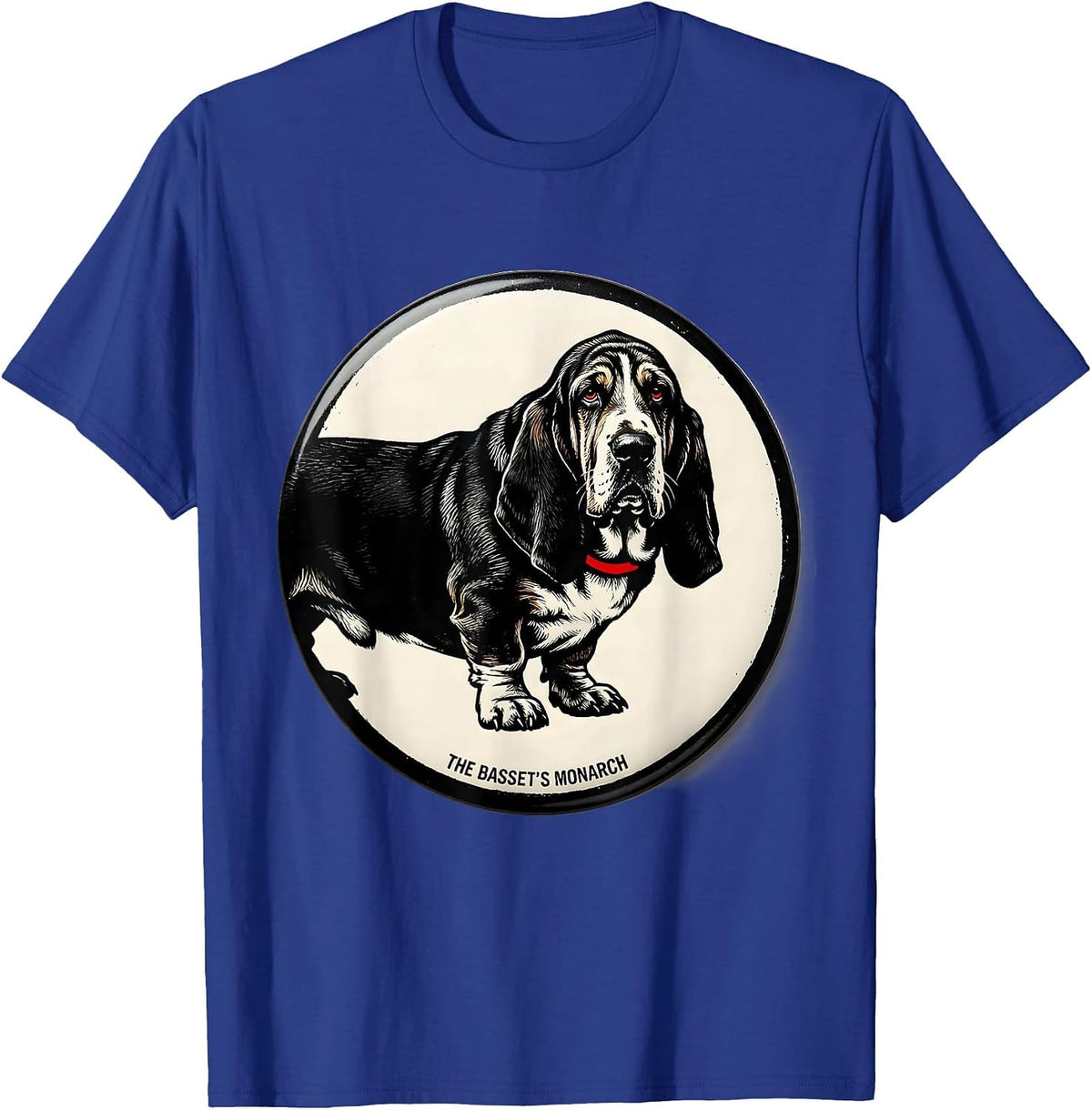 Men's The Basset's Monarch Funny Basset Hound Dog Owner Gift T-Shirt - Royal Blue