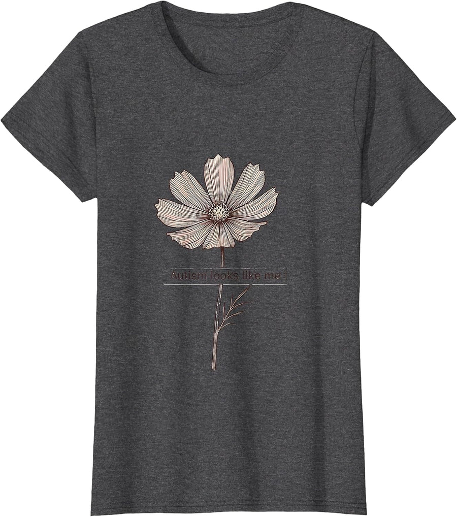 Women's Autism Looks Like Me Awareness Design T-Shirt - Dark Heather Grey
