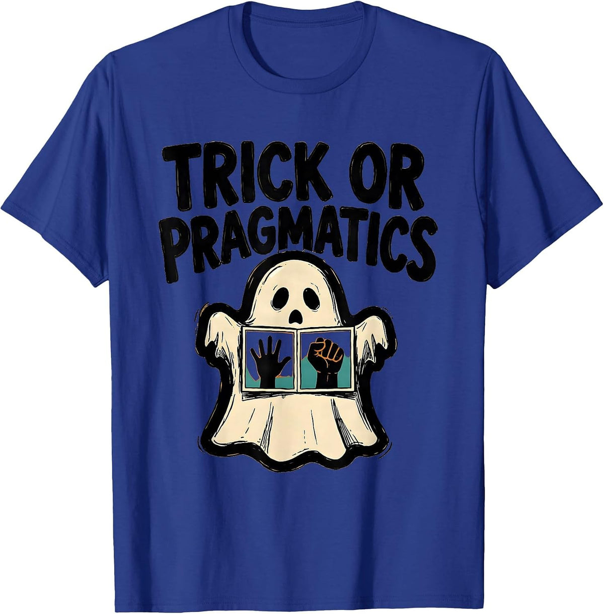 Men's Trick Or Pragmatics Marker Outline Ghost Speech Therapy SLP T-Shirt - Royal Blue