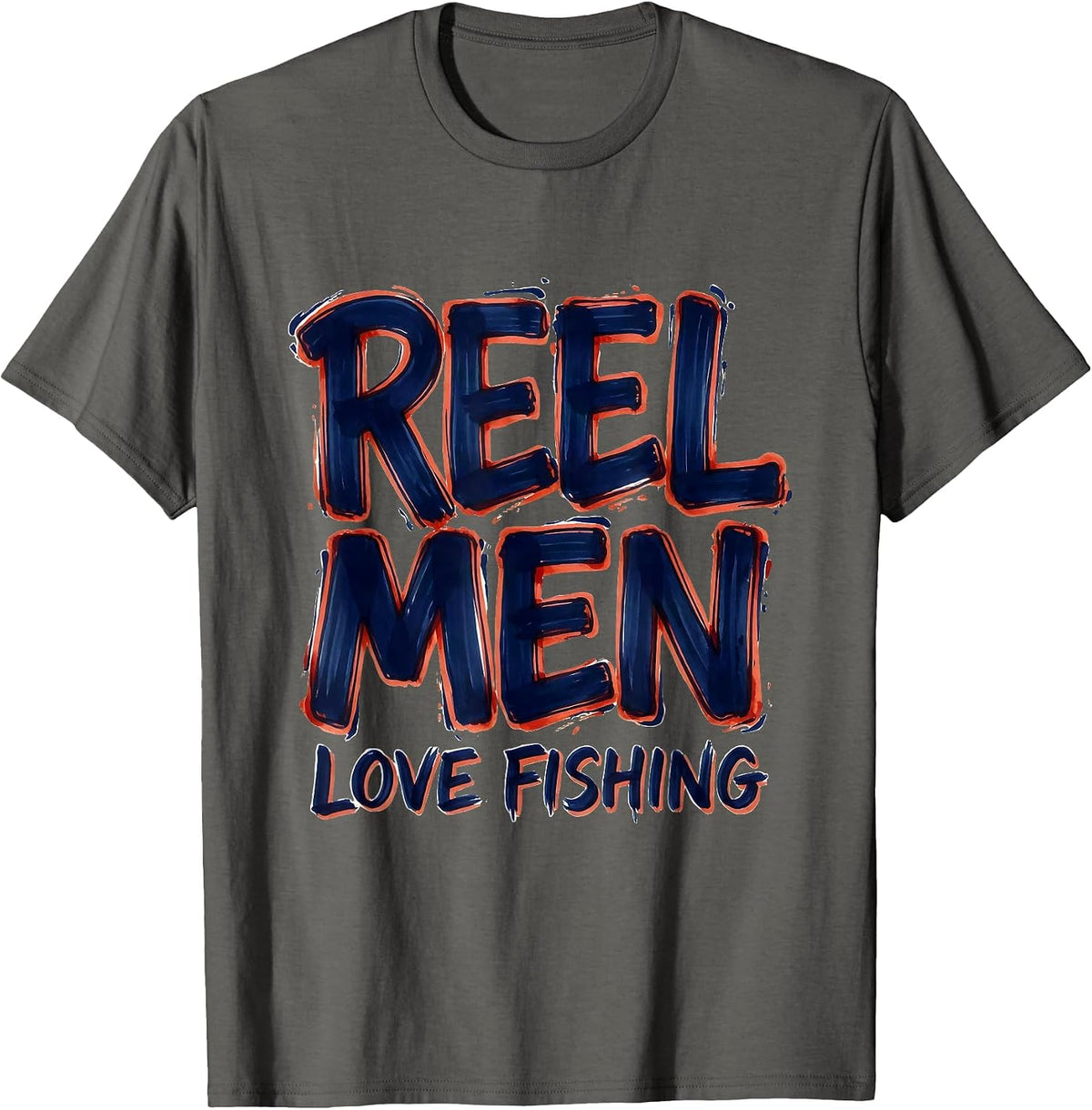 Reel Men Love Fishing Graphic Design T-Shirt - Asphalt Grey