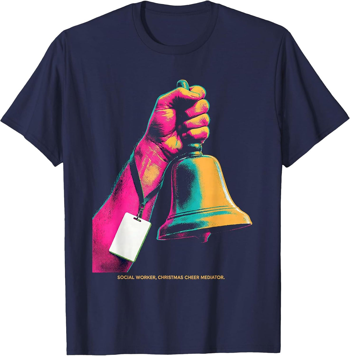 Social Worker, Christmas Cheer Mediator Funny T-Shirt - Navy Blue