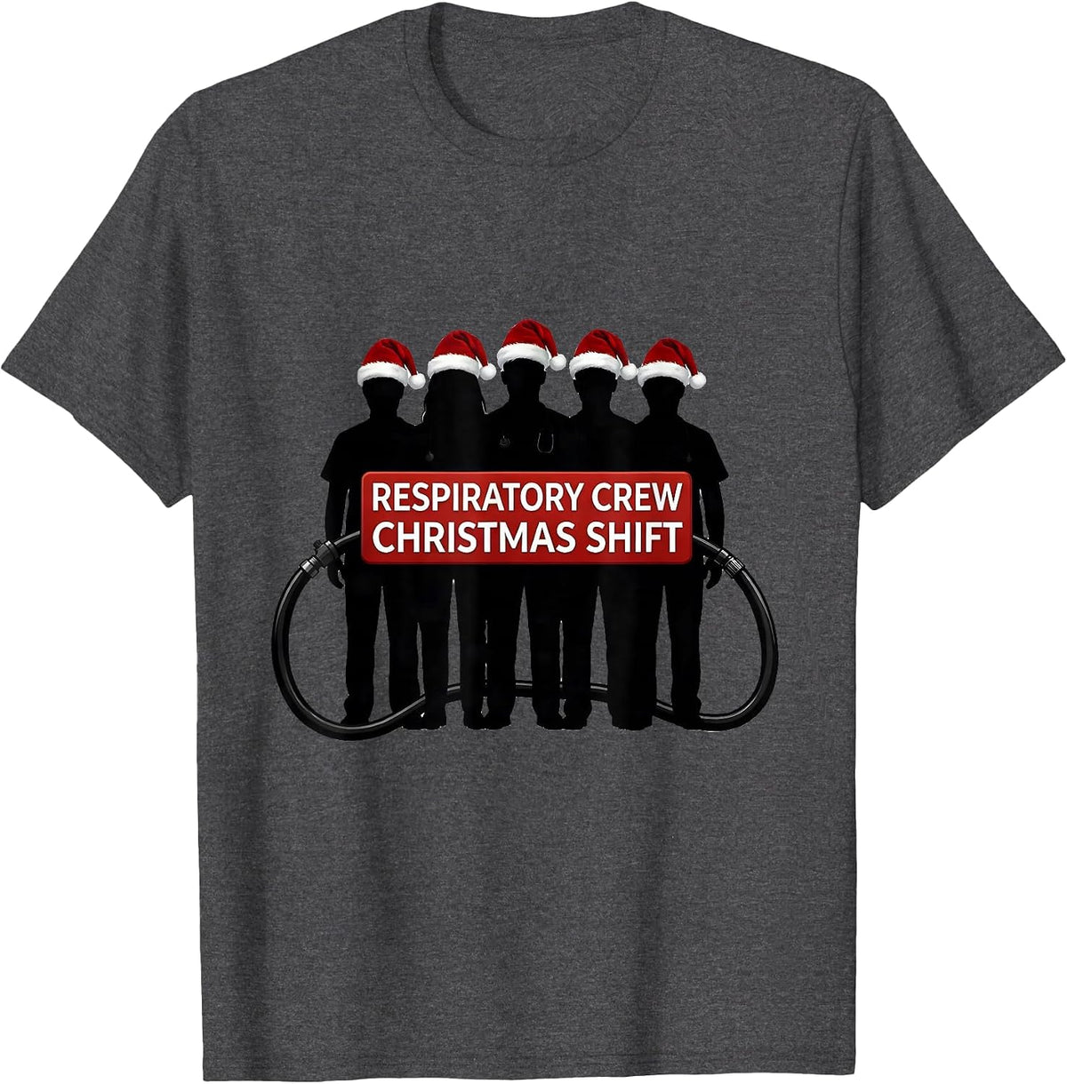 Men's Respiratory Crew Christmas Shift Funny Respiratory Therapist T-Shirt - Dark Heather Grey