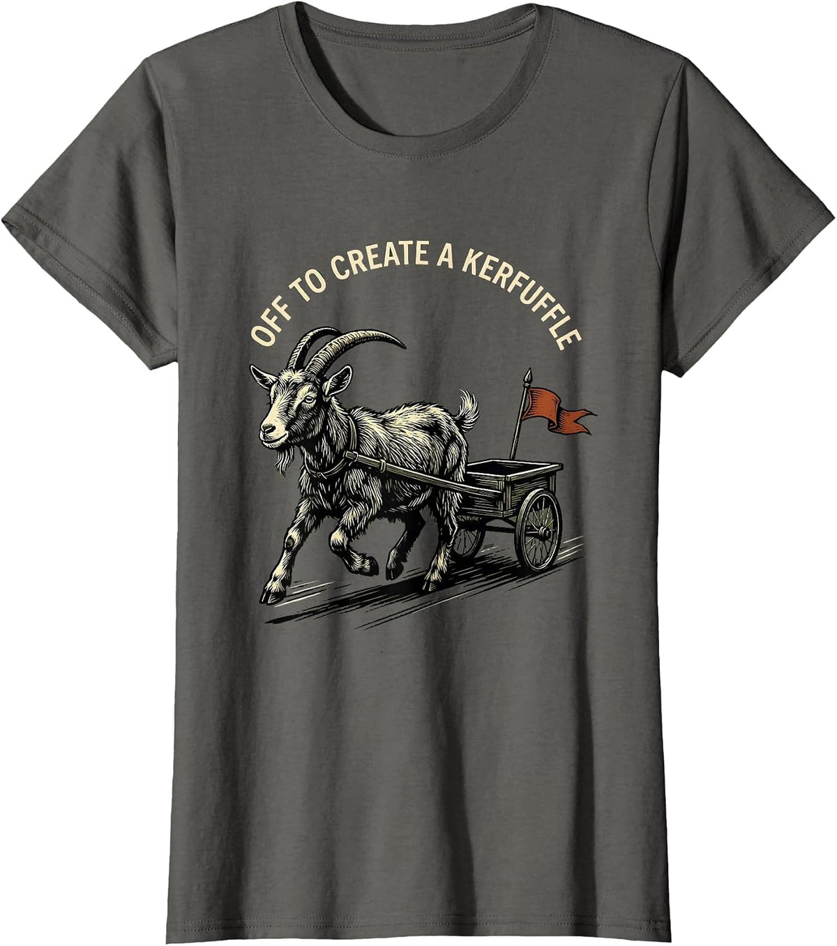Women's Off To Create A Kerfuffle Whimsical Animal Meme Humor T-Shirt - Asphalt Grey