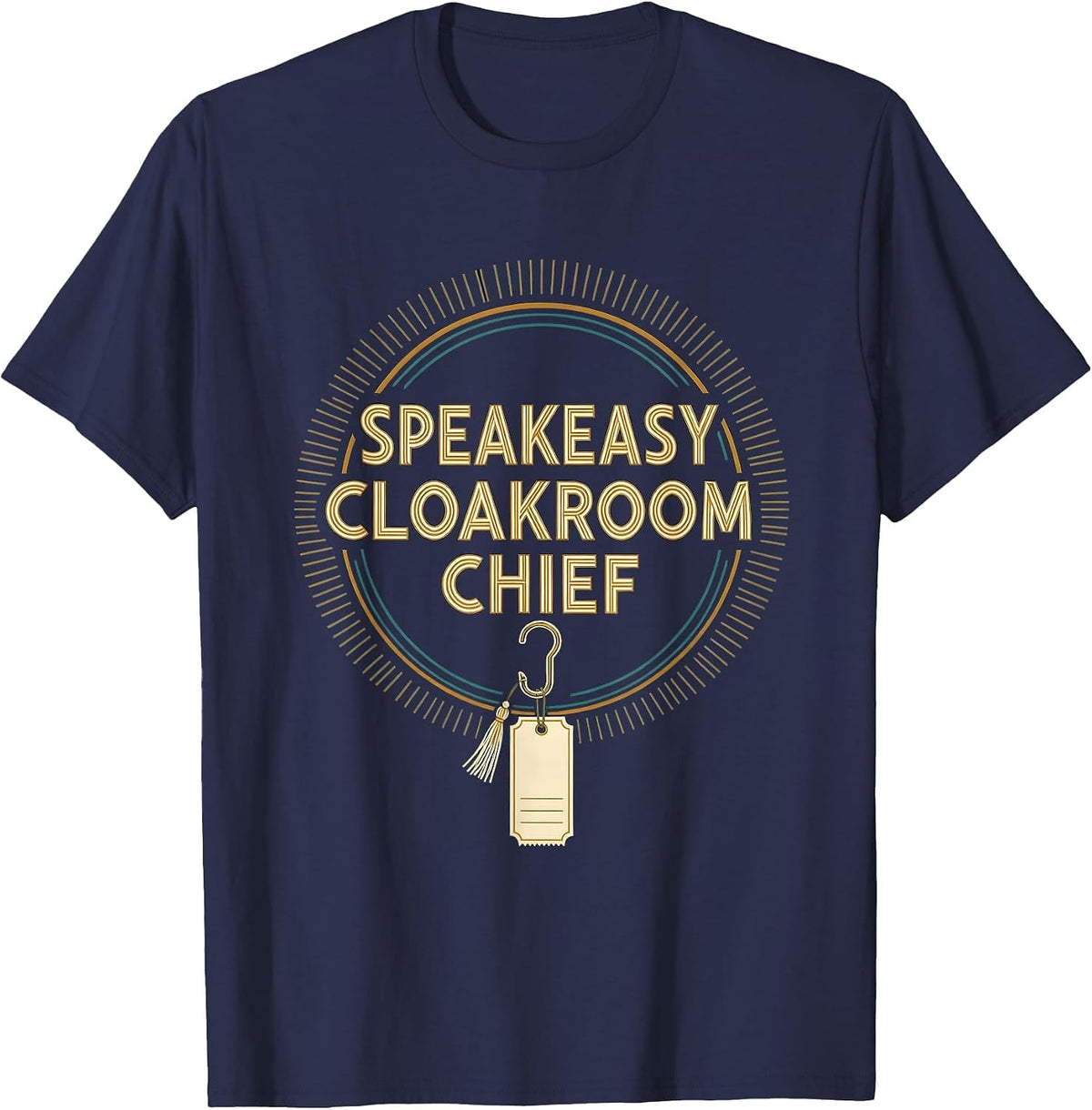 Speakeasy Cloakroom Chief Art Deco Roaring 20s Party T-Shirt - Navy Blue