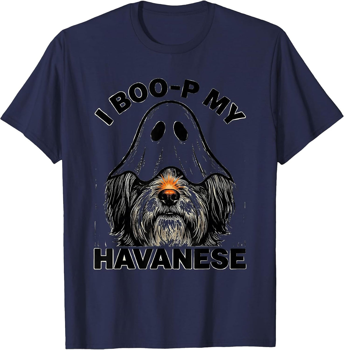 I Boo-p My Havanese Funny Ghost Dog Mom Halloween Humor T-Shirt - Navy Blue