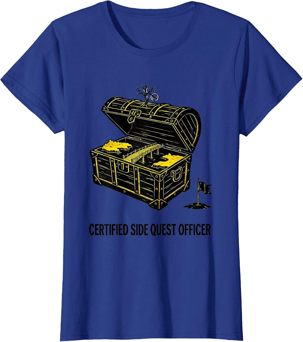Women's Certified Side Quest Officer Funny RPG Gamer Humor T-Shirt - Royal Blue