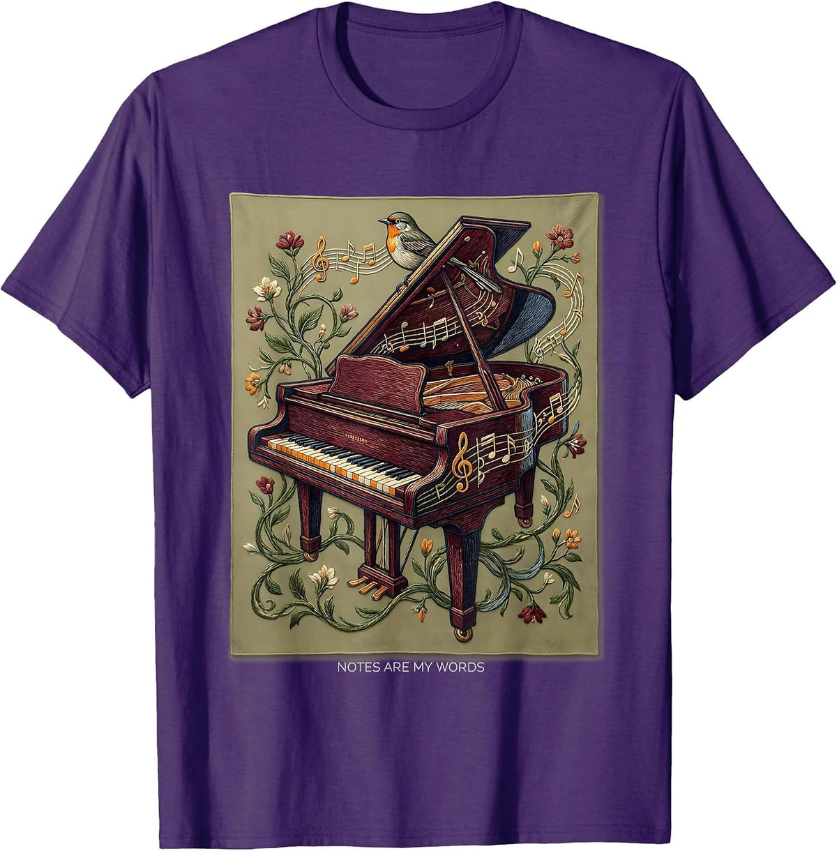 Notes Are My Words Music Teacher Design T-Shirt - Purple
