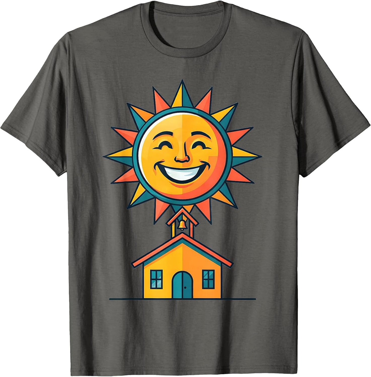 Kindergarten Teacher Schoolhouse Sunshine Design T-Shirt - Asphalt Grey
