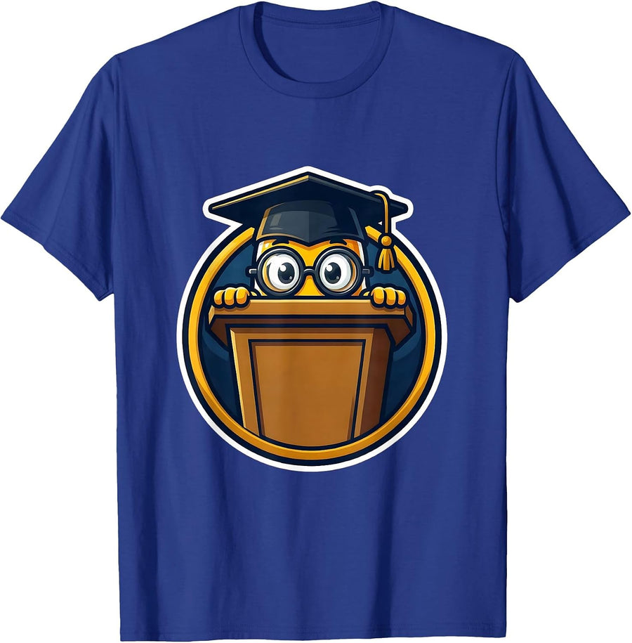 Tiny Professor Big Podium Funny College Kids Tee T-Shirt - Royal Blue