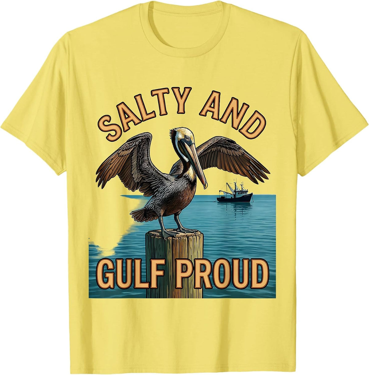 Men's Salty and Gulf Proud Gulf of America Design T-Shirt - Lemon Yellow