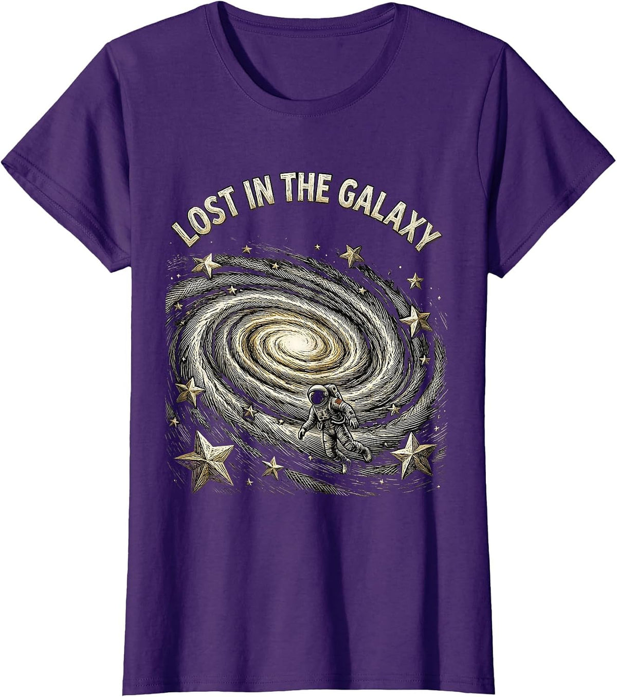 Women's Lost in the Galaxy Cosmic Space Design T-Shirt - Purple