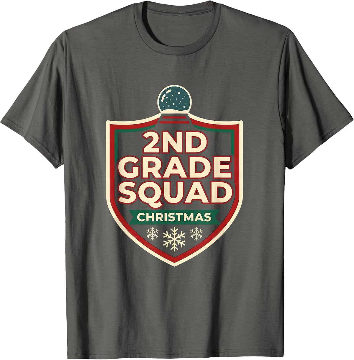 2nd Grade Squad Christmas Teacher Squad Holiday Spirit T-Shirt - Asphalt Grey