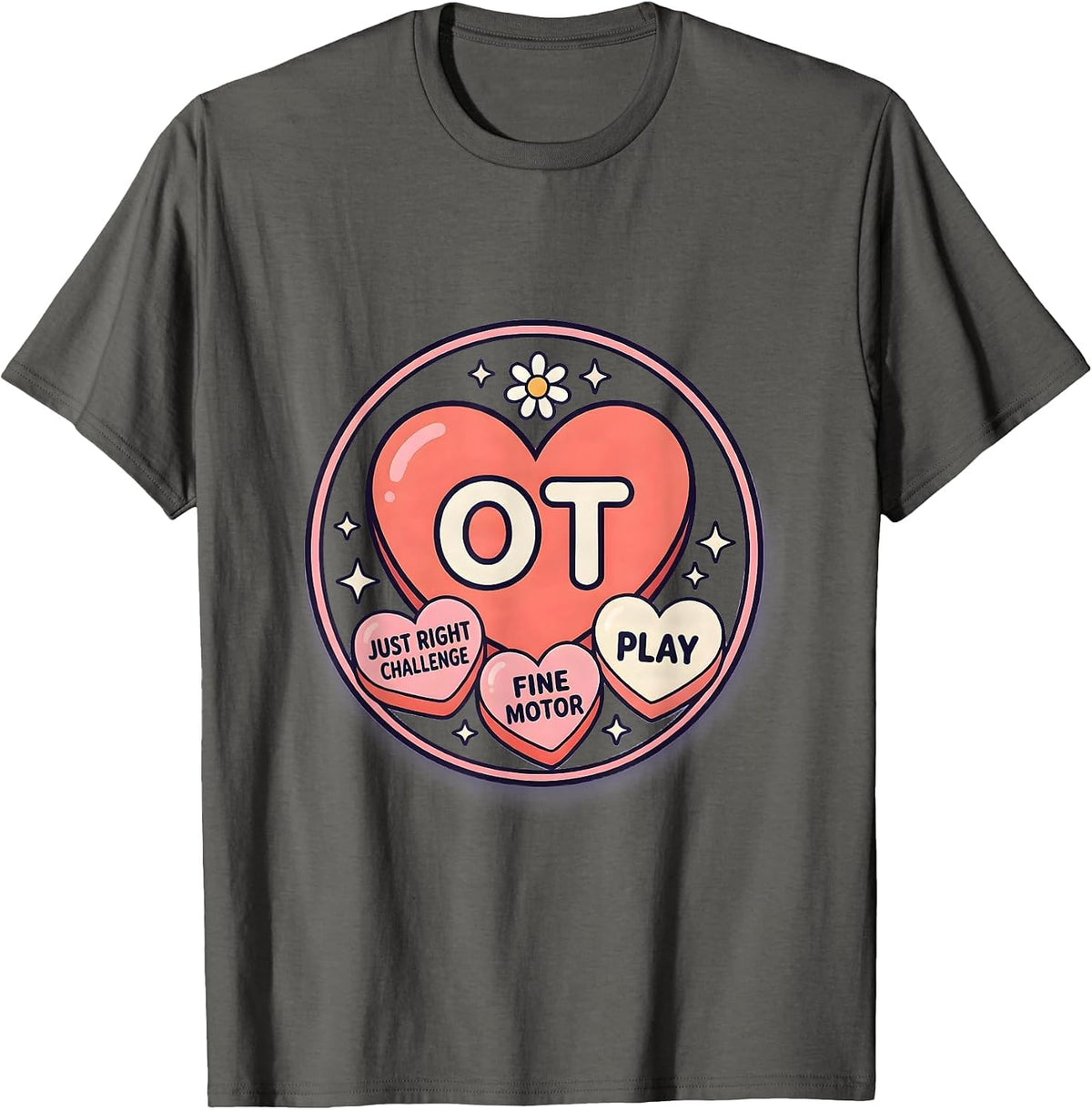 OT Just Right Challenge Fine Motor Play Cute Kawaii T-Shirt - Asphalt Grey