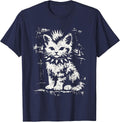 Punk Cat Grunge Rebel Cat Alternative Style T-Shirt - Navy Blue