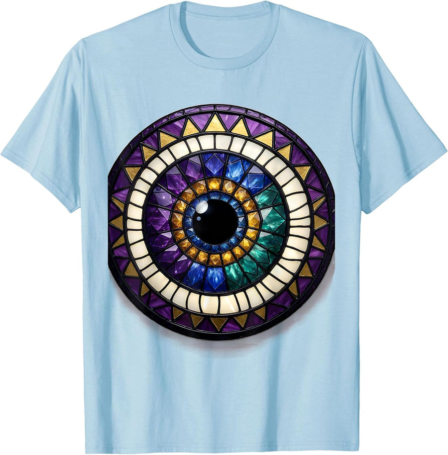 Men's Galaxy Spiral Divine Eye Cosmic Art Design T-Shirt - Baby Blue