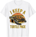 Men's I Keep A Turtle Pace Funny Sea Turtle Lover Vintage Sunset T-Shirt - White