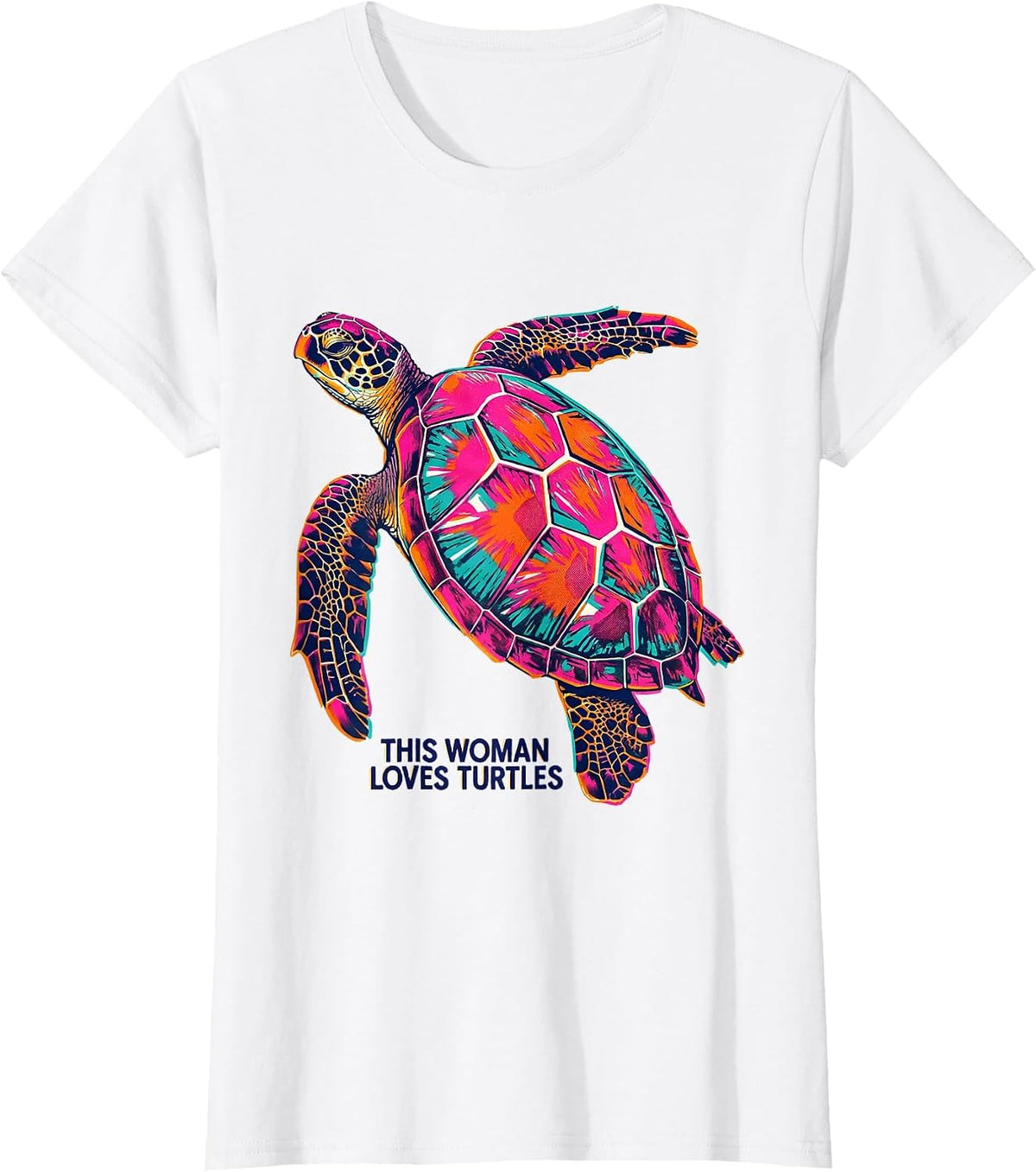 This Woman Loves Turtles Risograph Sea Turtle Lover Gift T-Shirt - White