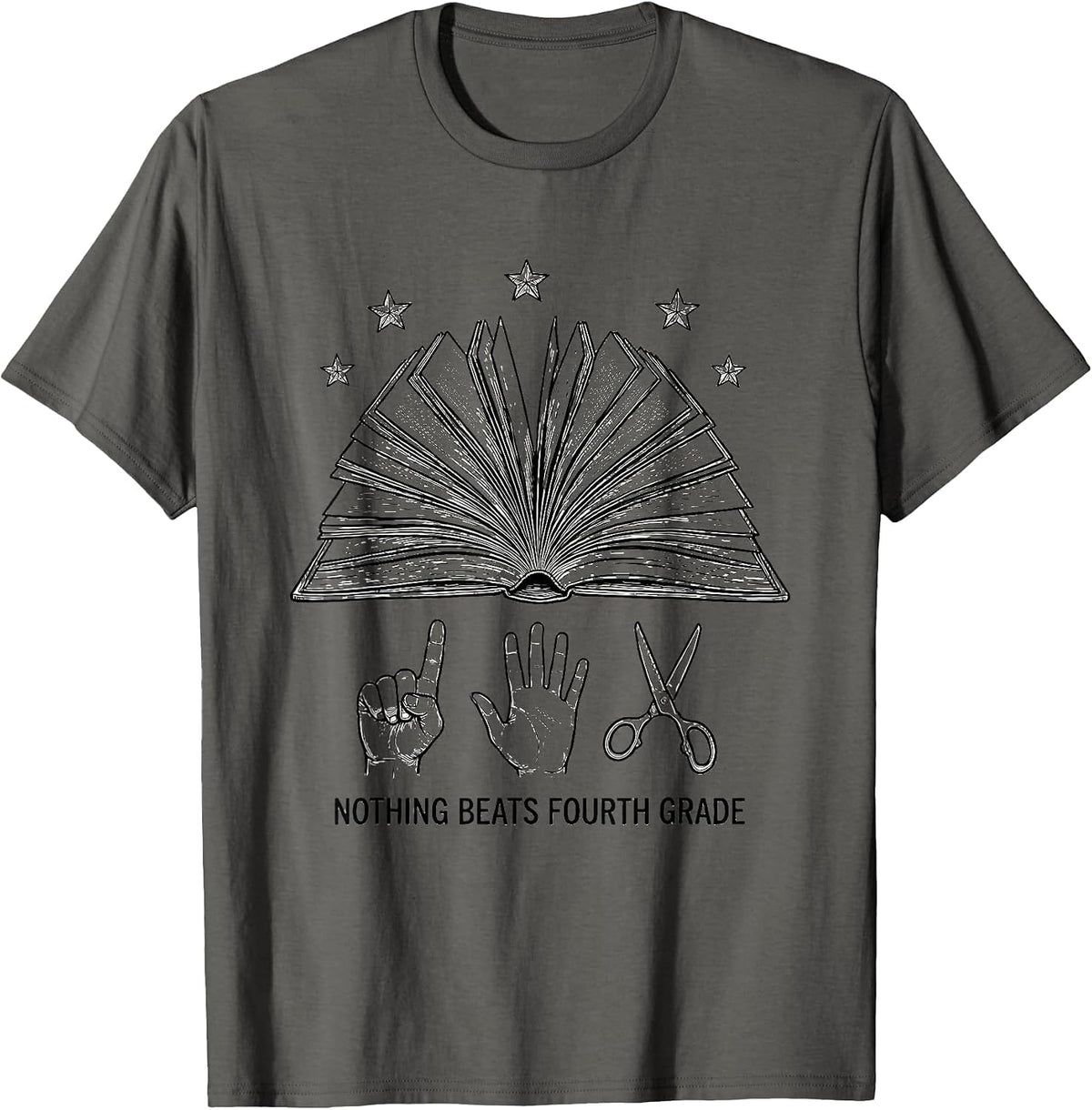 Men's Nothing Beats Fourth Grade Playful Humor School Pride Reader T-Shirt - Asphalt Grey