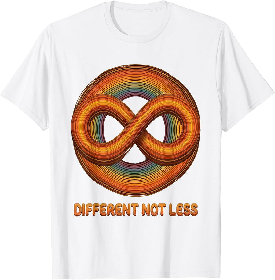 Different Not Less Autism Awareness Design T-Shirt, Men, White, Large - As Pictured