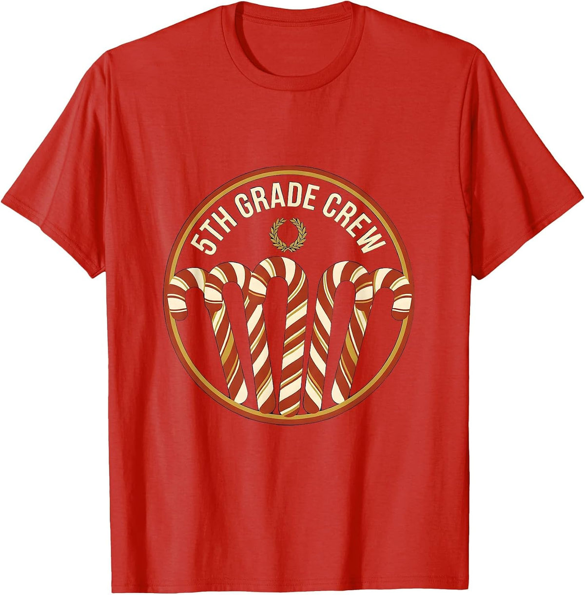 Men's 5th Grade Crew Retro Teacher Christmas Classroom Humor T-Shirt - Red