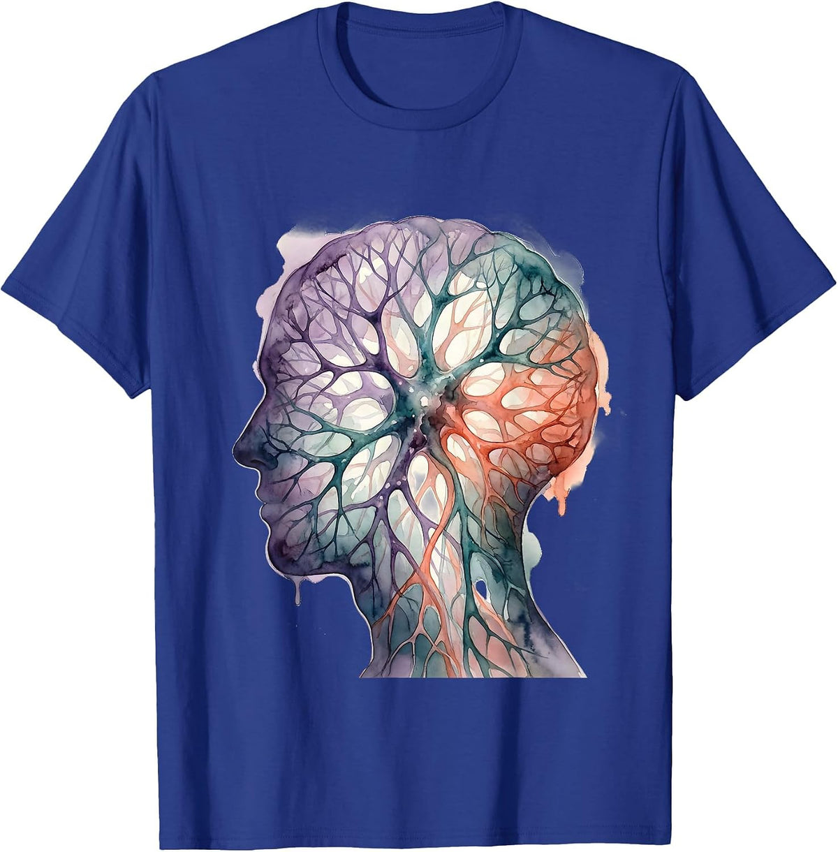 Men's Glowing Neural Pathways Autism Awareness Design T-Shirt - Royal Blue