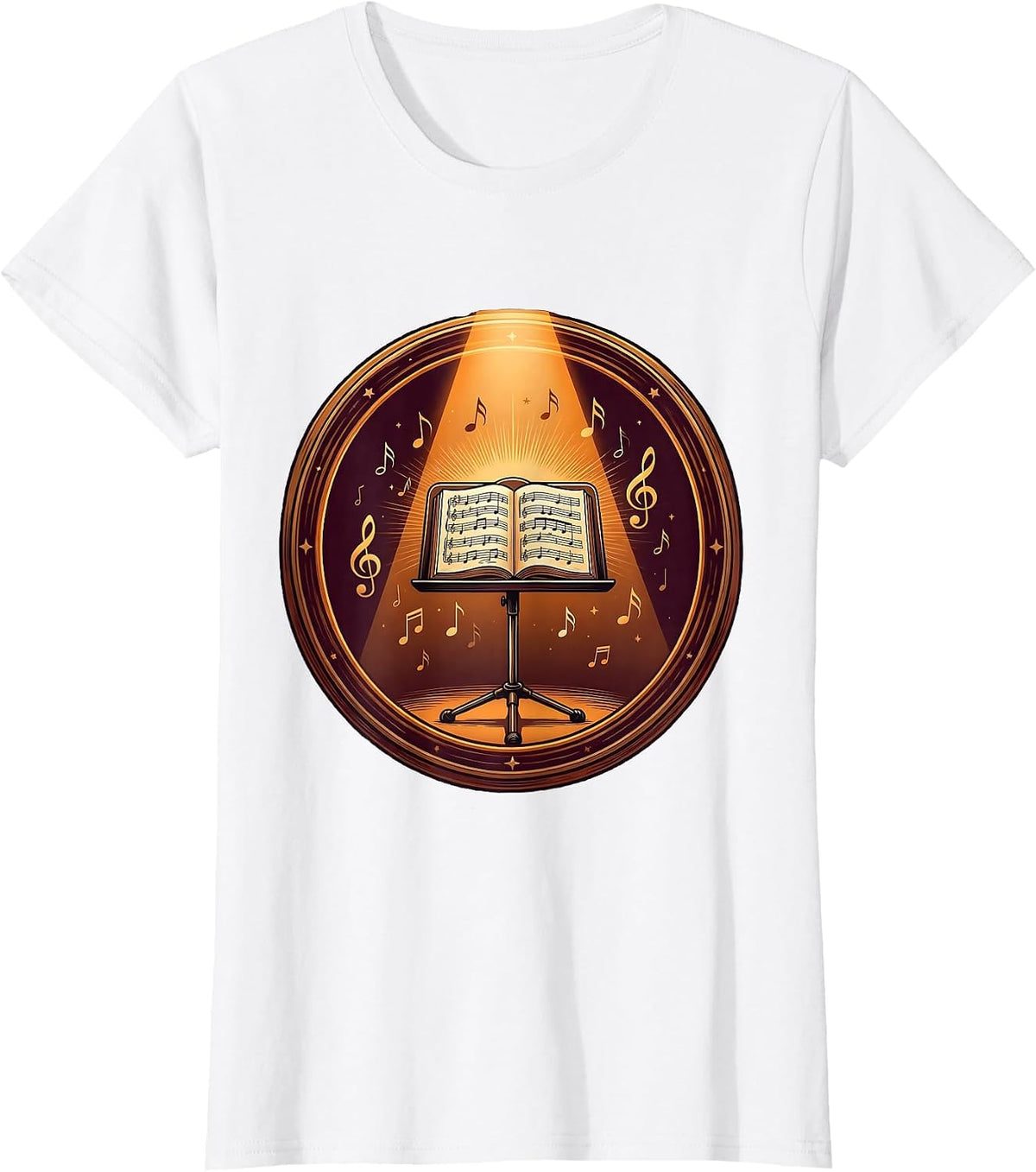 Music Stand Spotlight Illustration Music Teacher T-Shirt - White