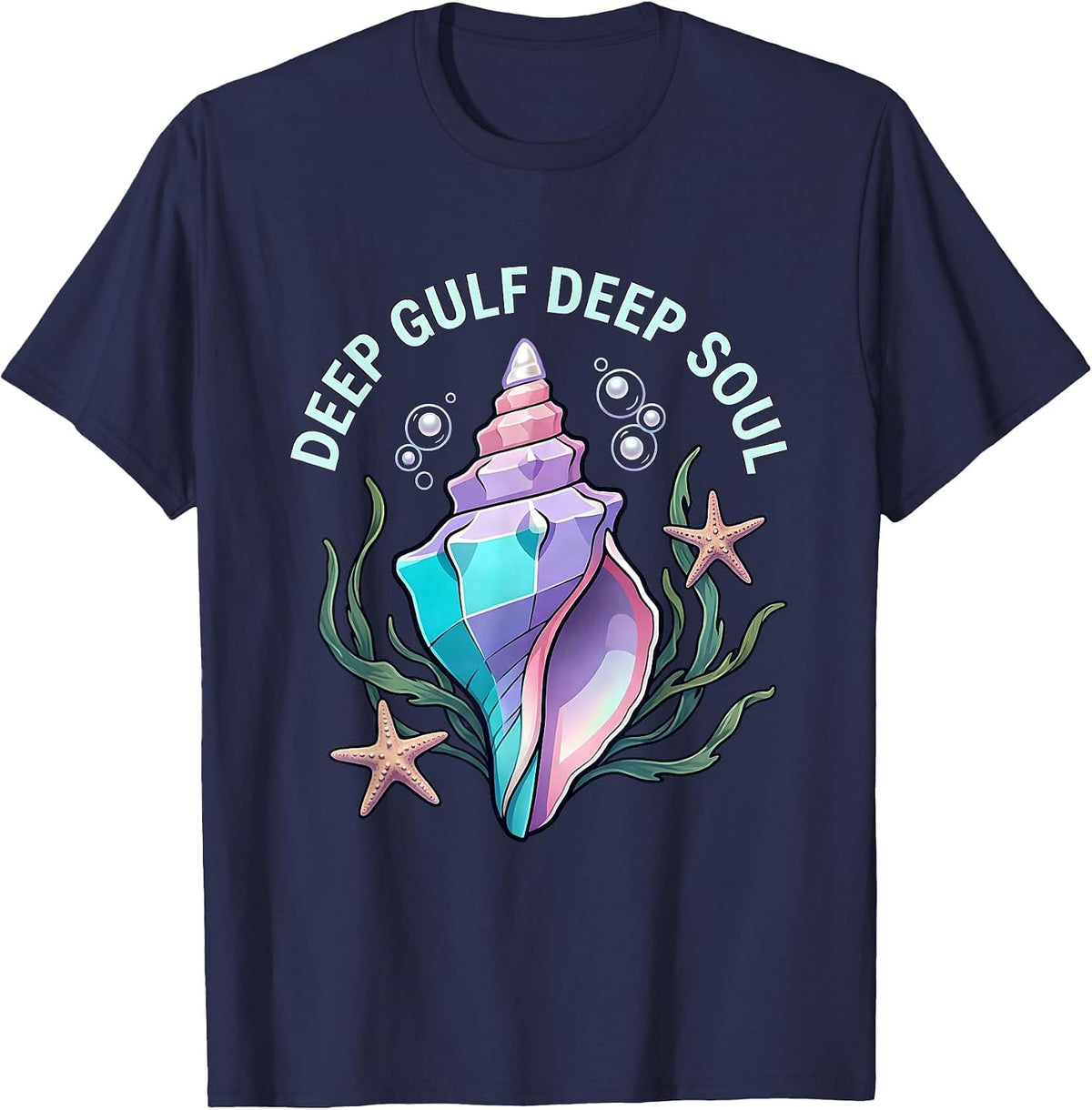 Men's Deep Gulf Deep Soul Gulf of Mexico Design T-Shirt - Navy Blue
