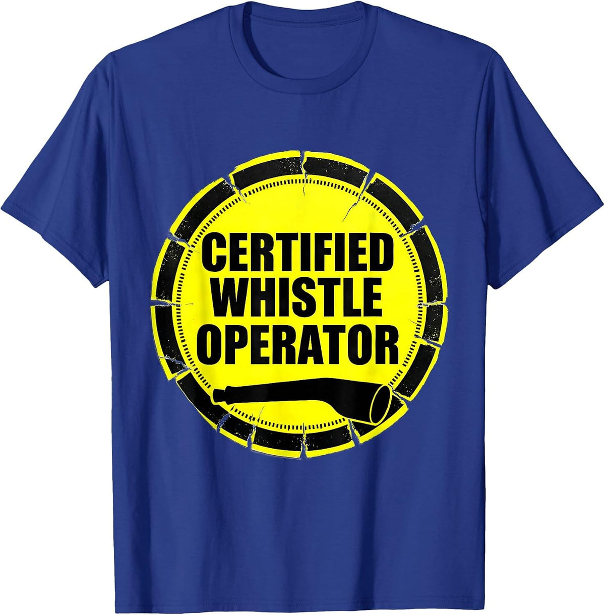 Men's Certified Whistle Operator Funny PE Teacher Back To School T-Shirt - Royal Blue