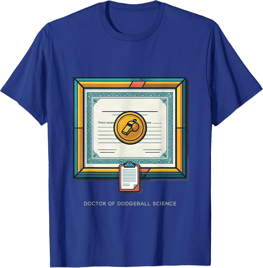 Doctor of Dodgeball Science Funny PE Teacher Back To School T-Shirt - Royal Blue
