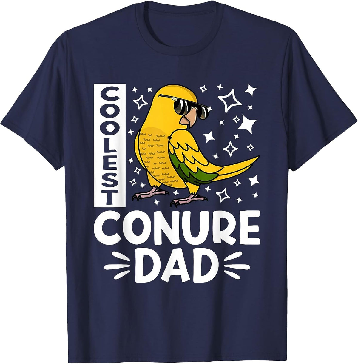 Coolest Conure Parrot Dad I Golden Conure T-Shirt - Navy Blue