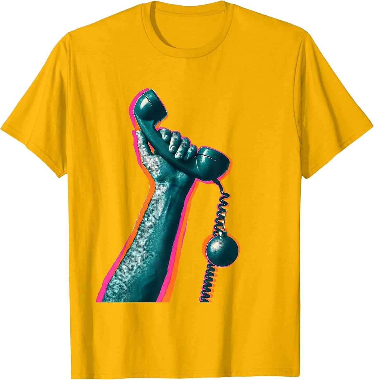Blank Telephone Receiver Social Worker Christmas Party Humor T-Shirt - Golden Yellow