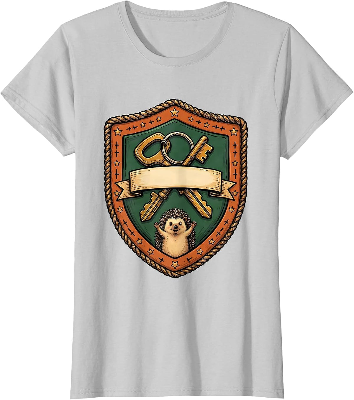 Shield Badge Social Worker Advocacy Humor Folk Art Mascot T-Shirt - Silver Grey
