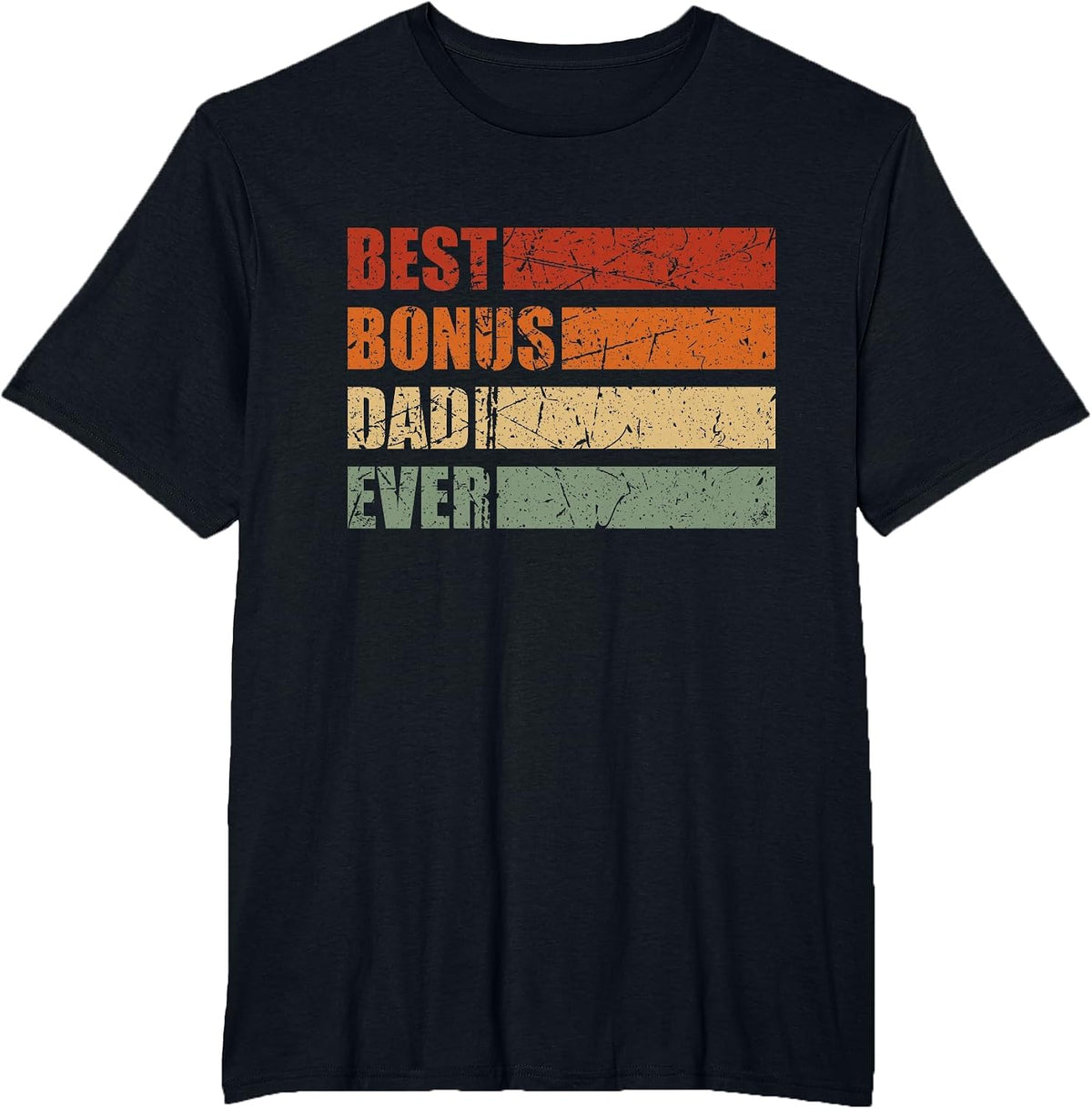 Vintage Best Bonus Dad Ever Stepdad Fathers Day Step Dad T-Shirt - Black