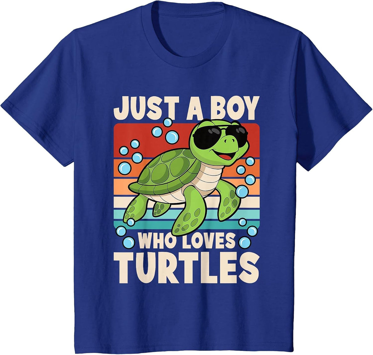 Just A Boy Who Love Turtles Retro Sea Turtle Boys Kids T-Shirt - Royal Blue