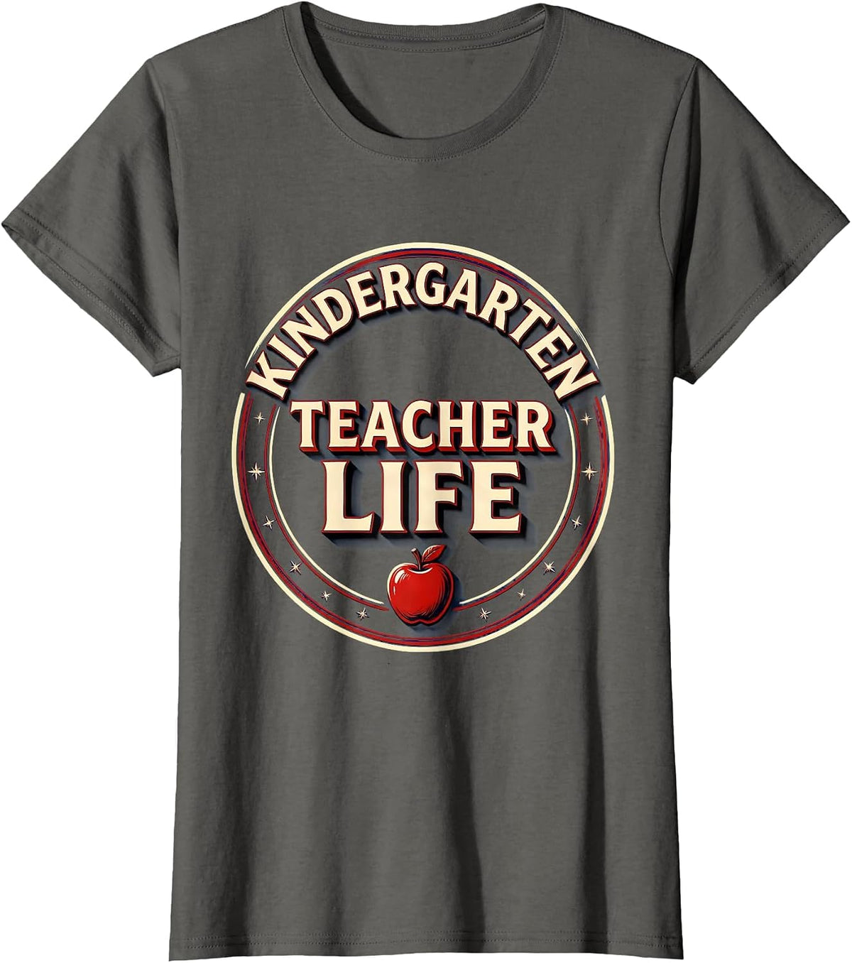 Women's Kindergarten Teacher Life Back to School Design T-Shirt - Asphalt Grey