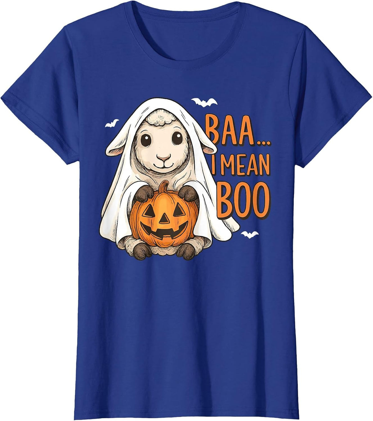 Baa I Mean Boo Ghost Sheep Halloween Ghost Sheep T-Shirt - Royal Blue