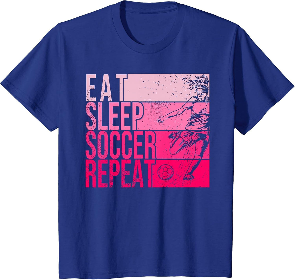 Eat Sleep Soccer Repeat Funny Footballer Field Player Outfit T-Shirt - Royal Blue