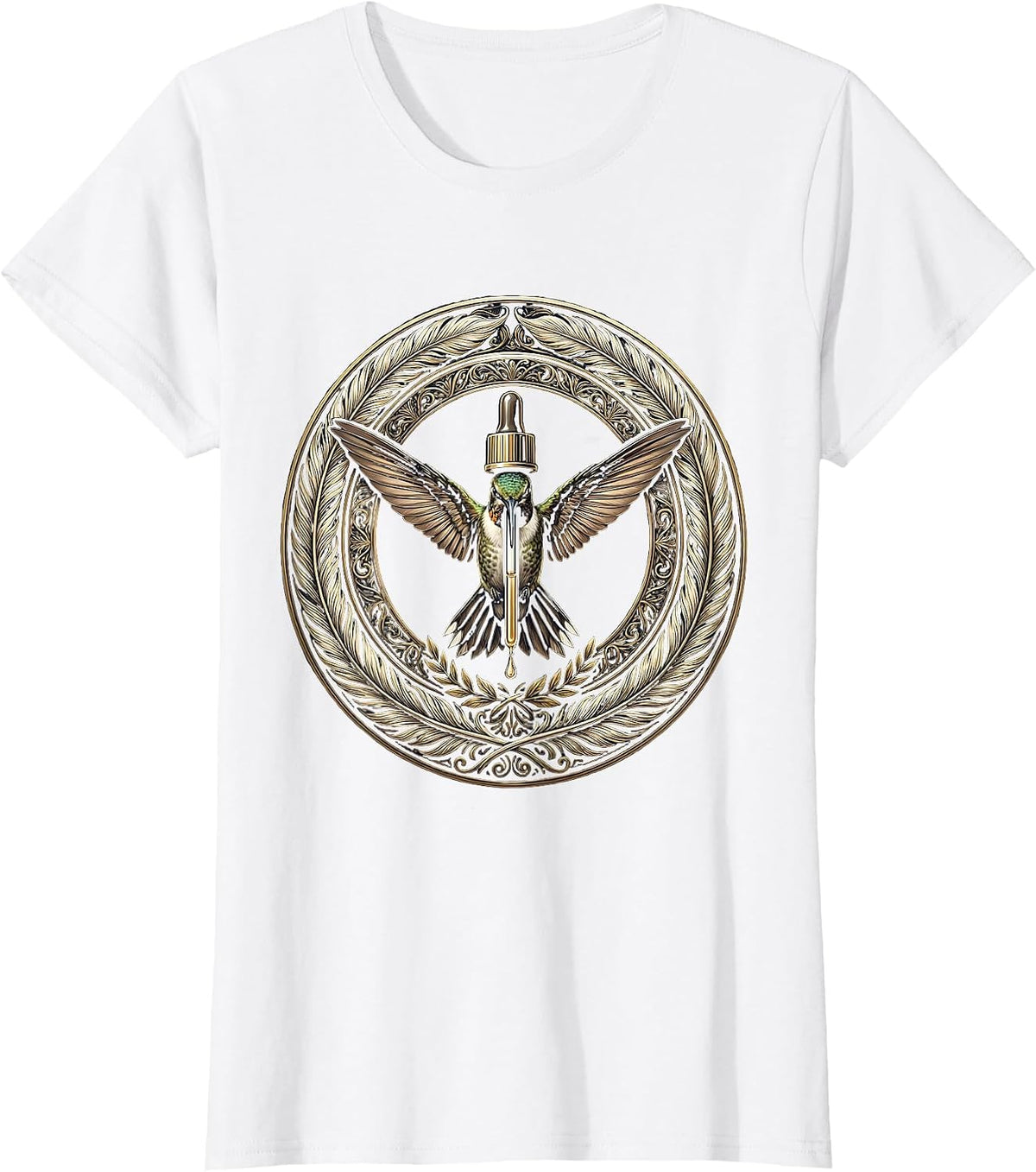 NICU Nurse Hummingbird Medicine Dropper Gift T-Shirt - White