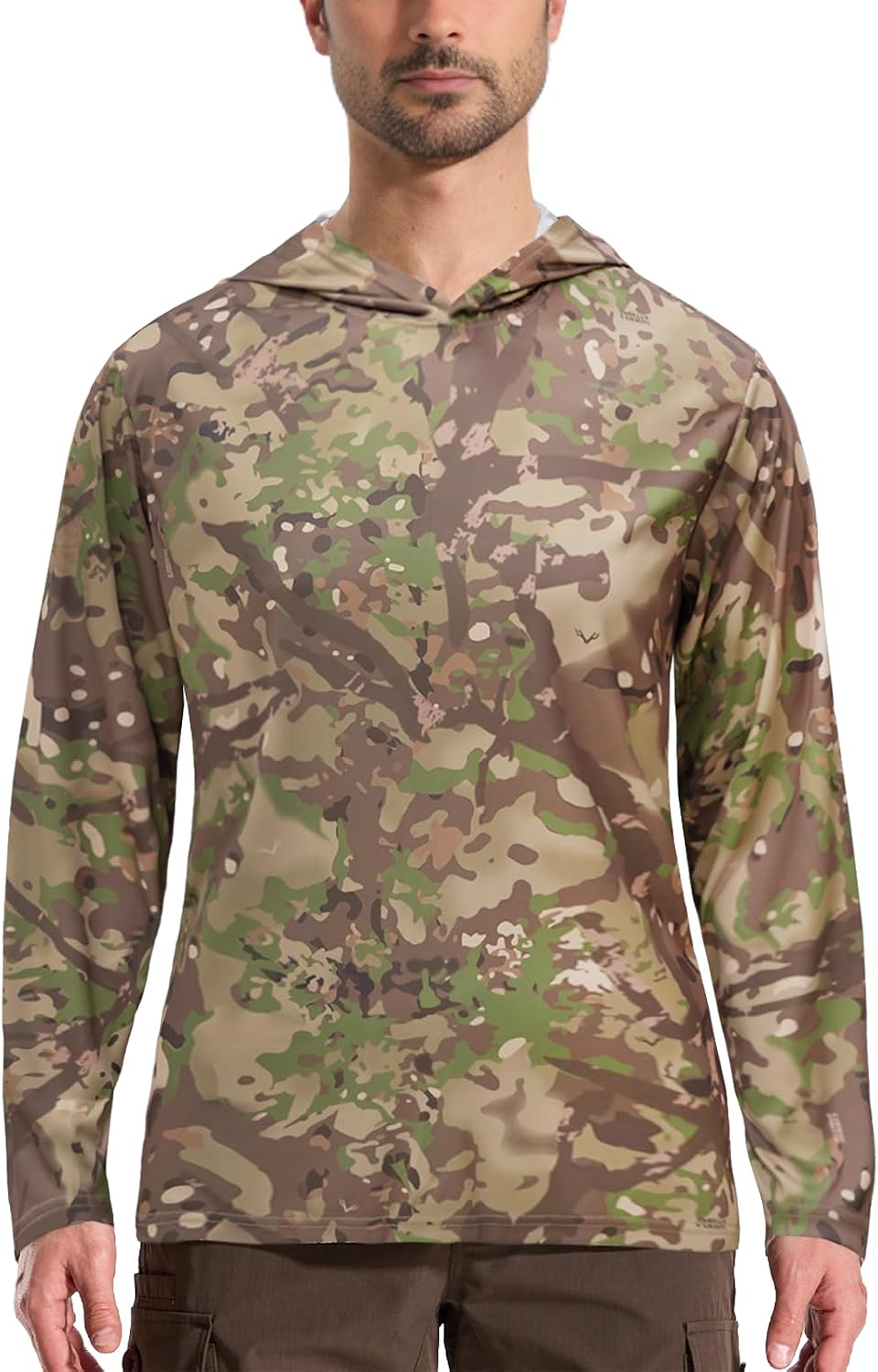Camo Hoodie Long Sleeves Hunting Shirts for Men Quick Dry UPF 50+ Hiking Fishing Shirt with Hood - Spretta.c Mt